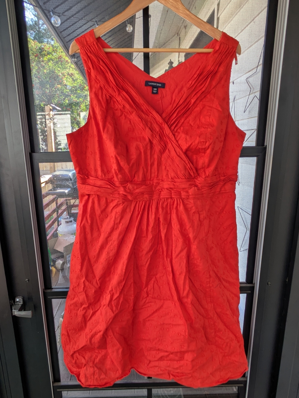 Lands' End Orange V-Neck Sleeveless Dress